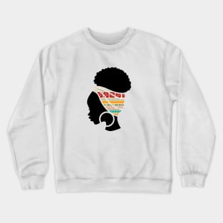 Afro Hair Woman with African Pattern Headwrap Crewneck Sweatshirt